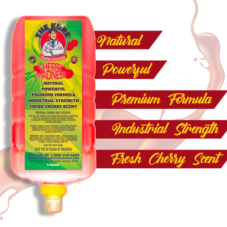 The Kure Cherry Madness Natural Premium Industrial Hand Cleaner 4 Gallon Refill Without Dispenser