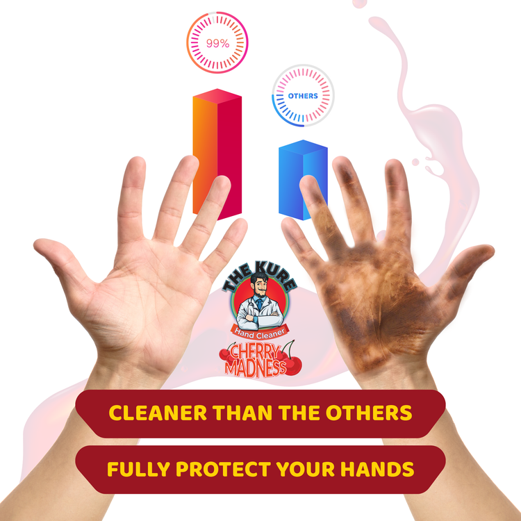 The Kure Cherry Madness Natural Premium Industrial Hand Cleaner Starter Kit 3 Gallons 1 Free Dispenser
